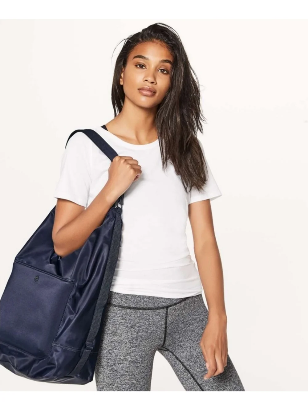 Lululemon Athletica All Set Hobo Bag Tote Black Travel Workout Minimalist Large